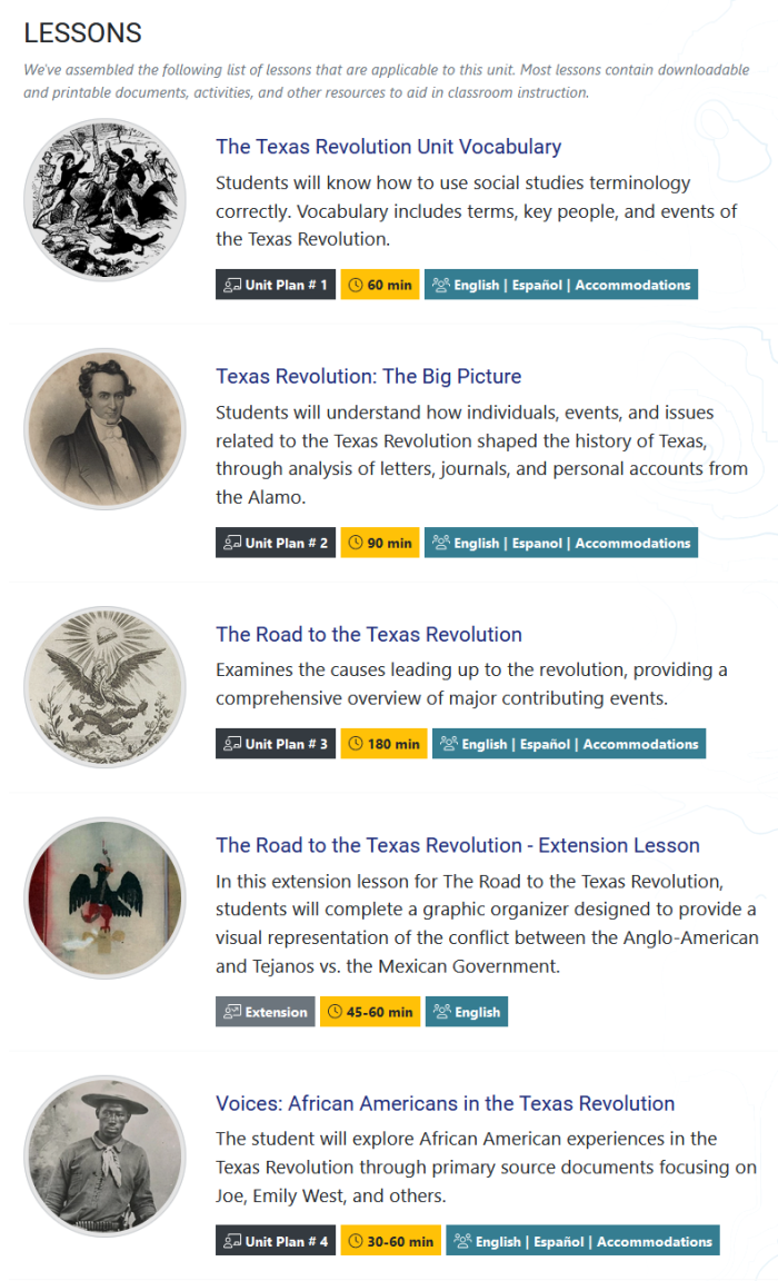 Texas History for Teachers sample lessons Texas History for Teachers sample lessons
