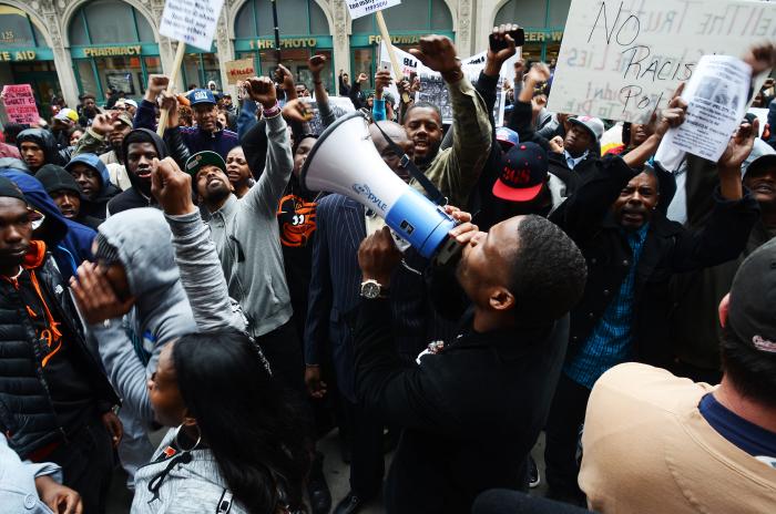 Protest demonstration, from Preserve the Baltimore Uprising: Your Stories. Your Pictures. Your Stuff. Your History - photo by Joseph Giordano