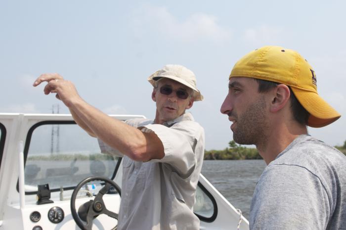Pasquier interviewing boater Pasquier interviewing boater
