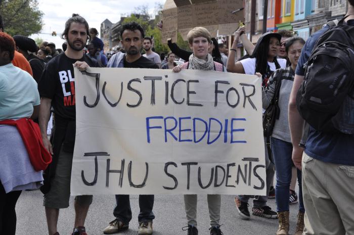 Protesters on North Avenue, from Preserve the Baltimore Uprising: Your Stories. Your Pictures. Your Stuff. Your History - photo by Adrian